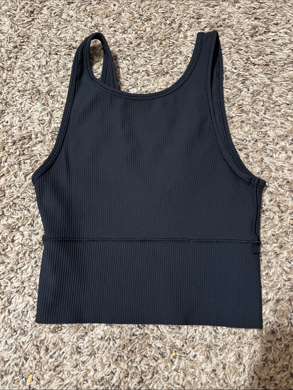 Lulu Black Ribbed Cropped Tank Top